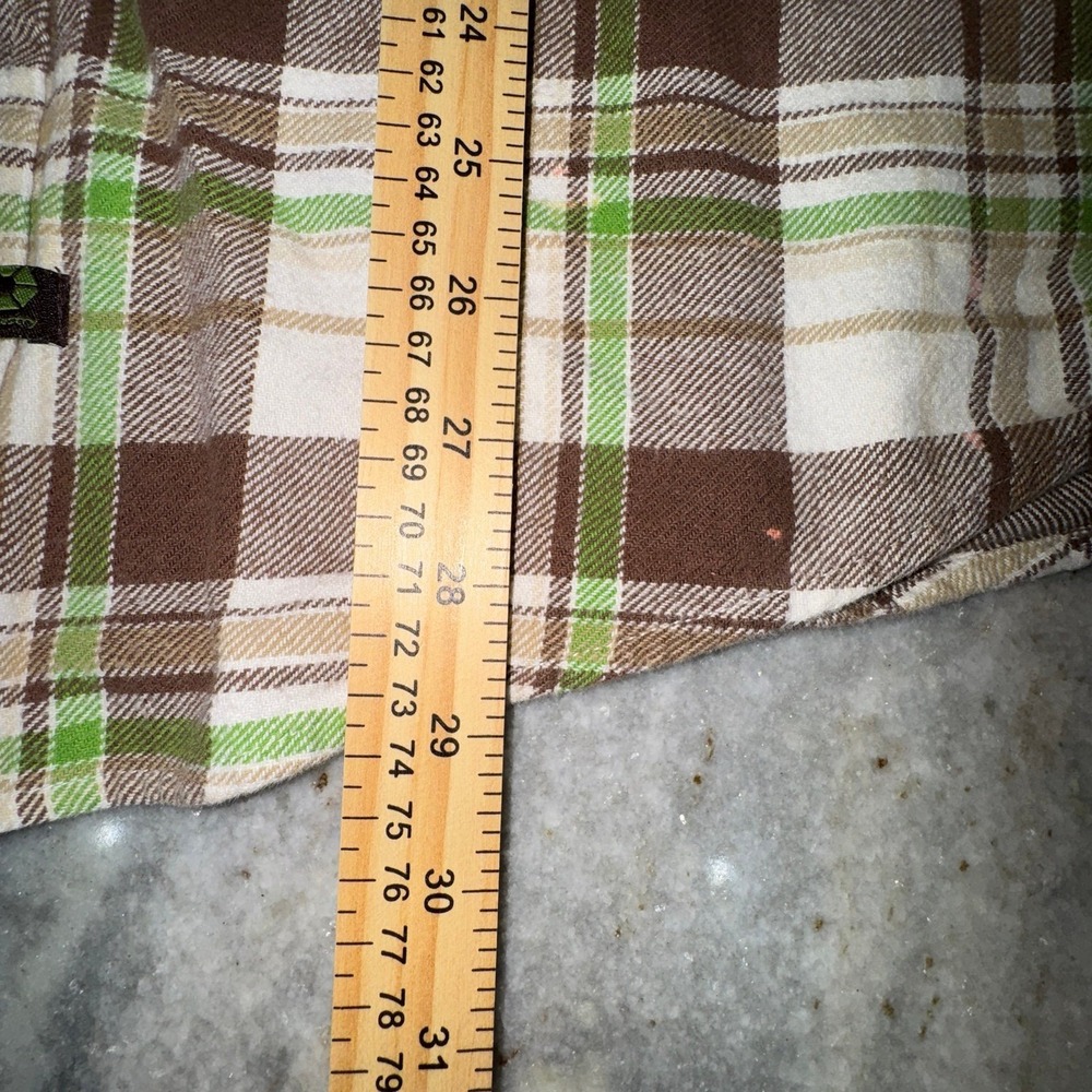 Y2K‎ South Pole Large Flannel Plaid Button Down Long Sleeve Brown Green Shirt - Picture 5 of 8